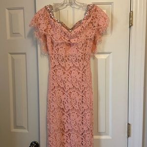 Cocktail length peach Rachel Allan, Size 4.